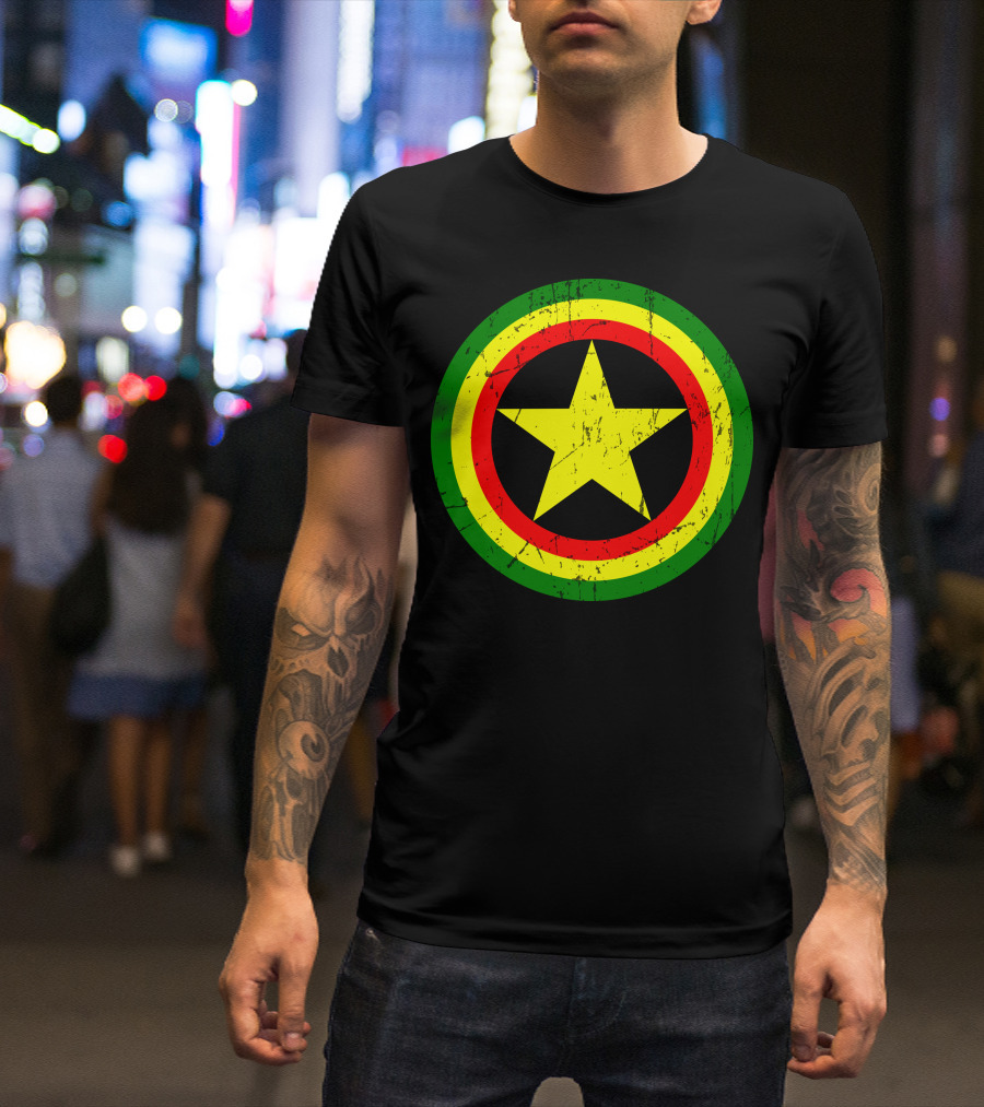 Captain Rasta Reggae Star Circle Emblem T-Shirt