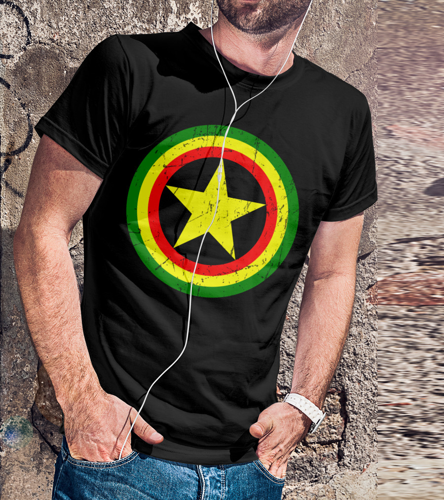 Captain Rasta Reggae Star Circle Emblem T-Shirt