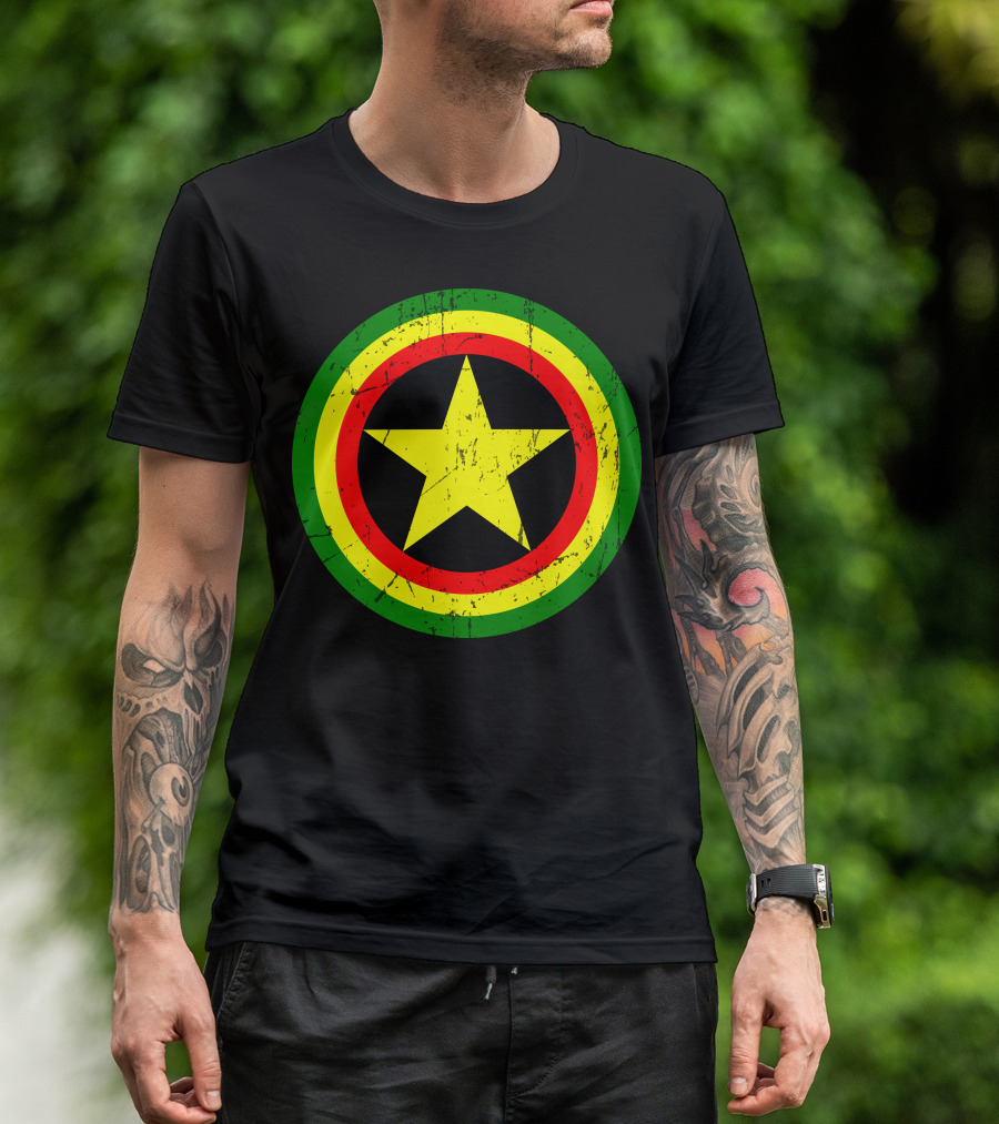 Captain Rasta Reggae Star Circle Emblem T-Shirt