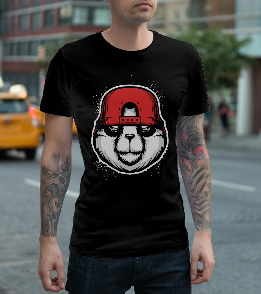 Cool Panda Red Cap T-Shirt