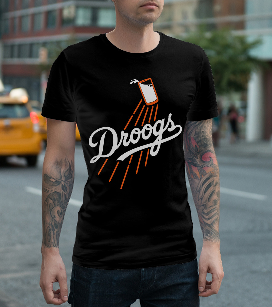 Droogs Milk Glass Iconography in Bold Script T-Shirt