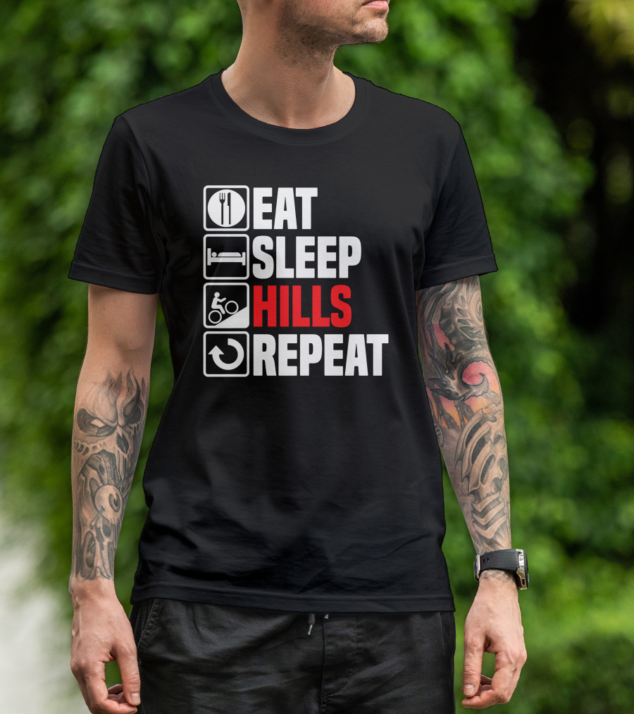 Eat Sleep Hills Repeat Cycling Adventure T-Shirt