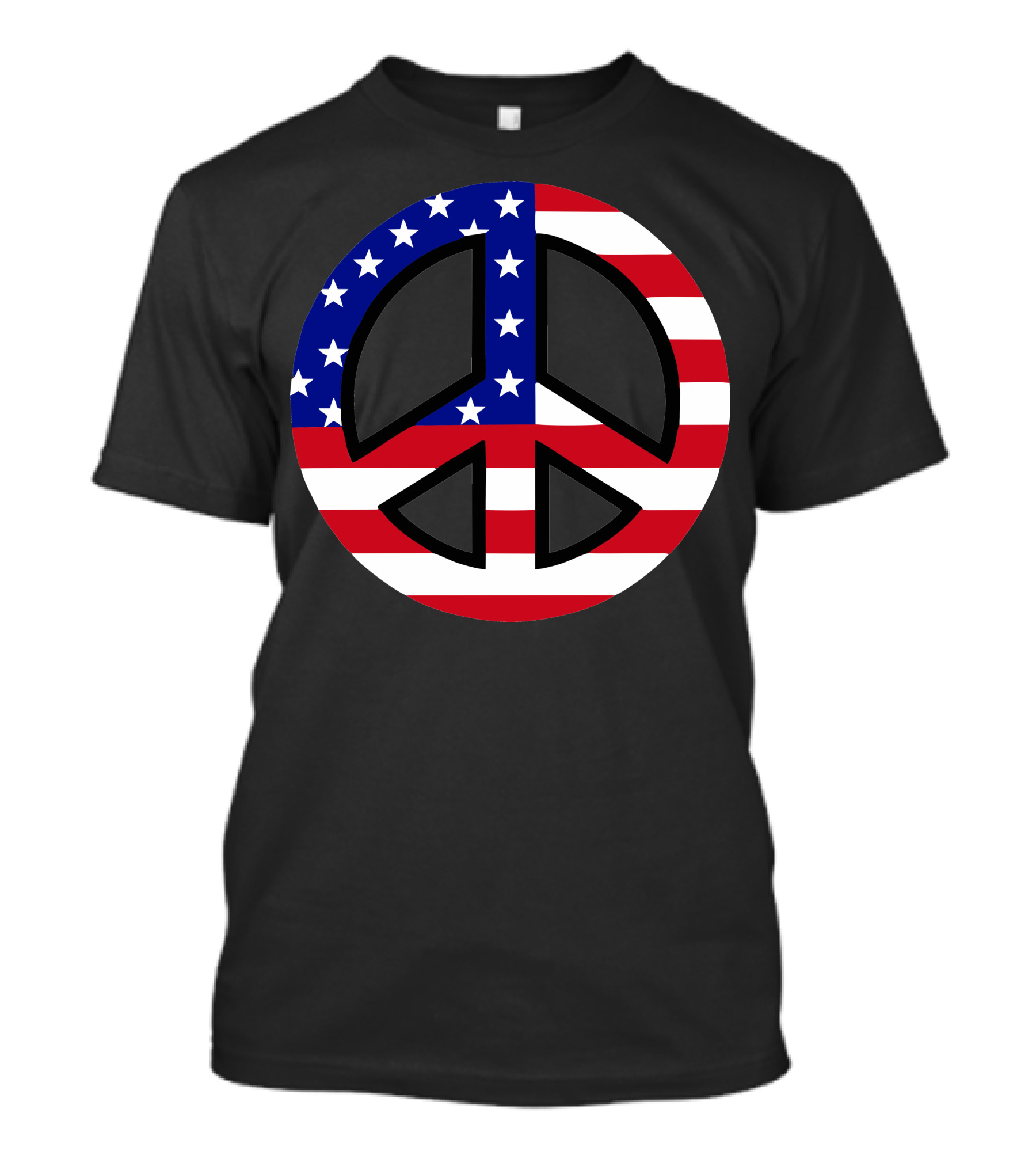 Peace Symbol American Flag Independence Day T-Shirt