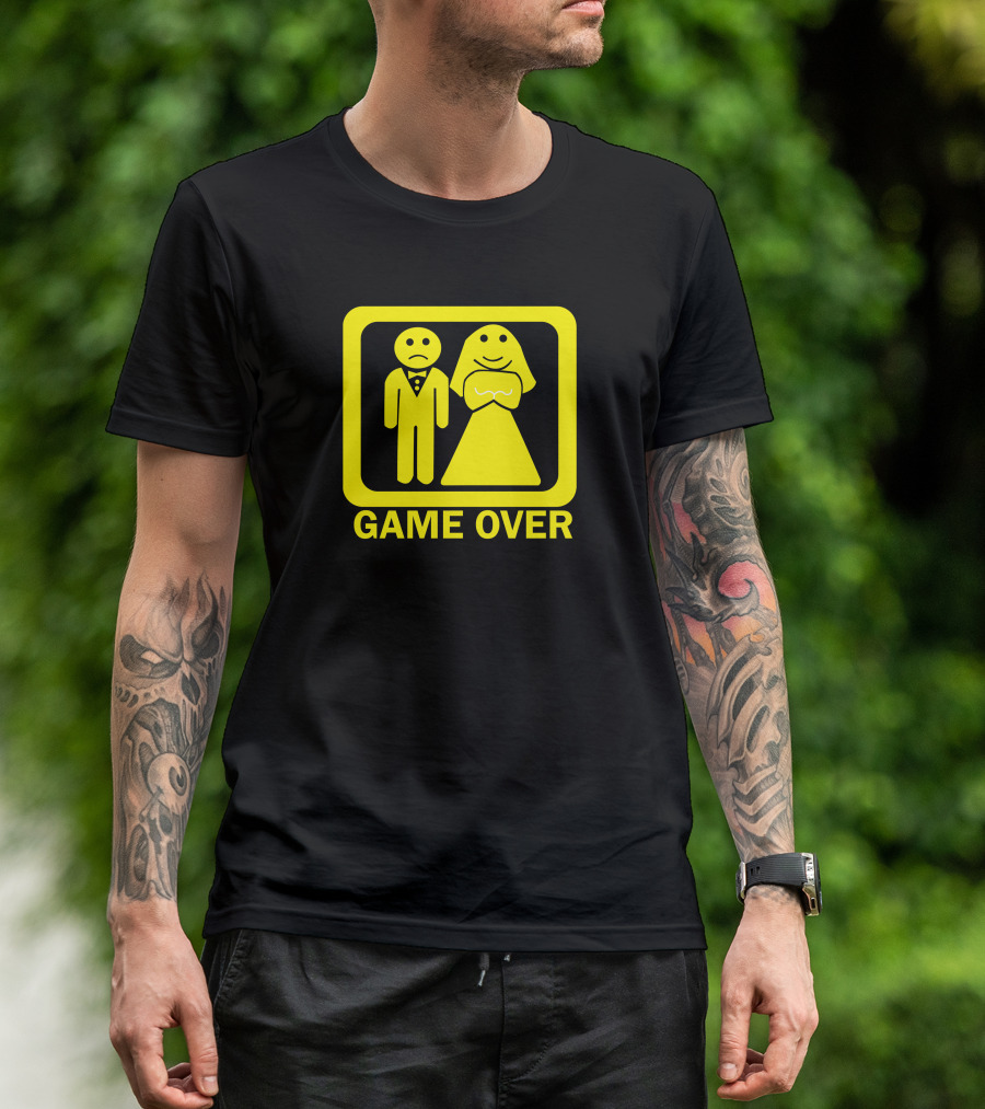 Game Over Funny Wedding Cartoon T-Shirt
