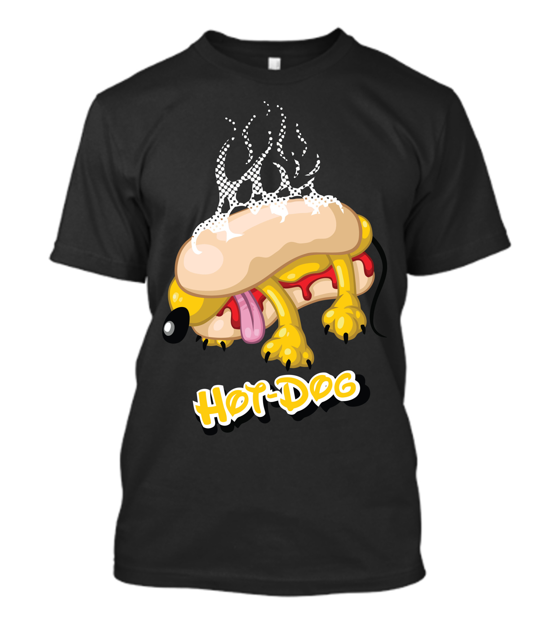 Hot Dog Steaming Cartoon Dog Sandwich T-Shirt
