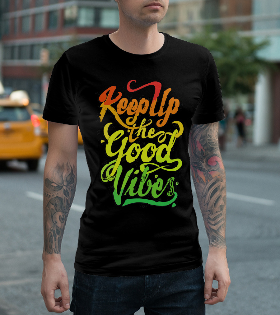 Keep Up The Good Vibes Reggae-Inspired Rasta Colors T-Shirt