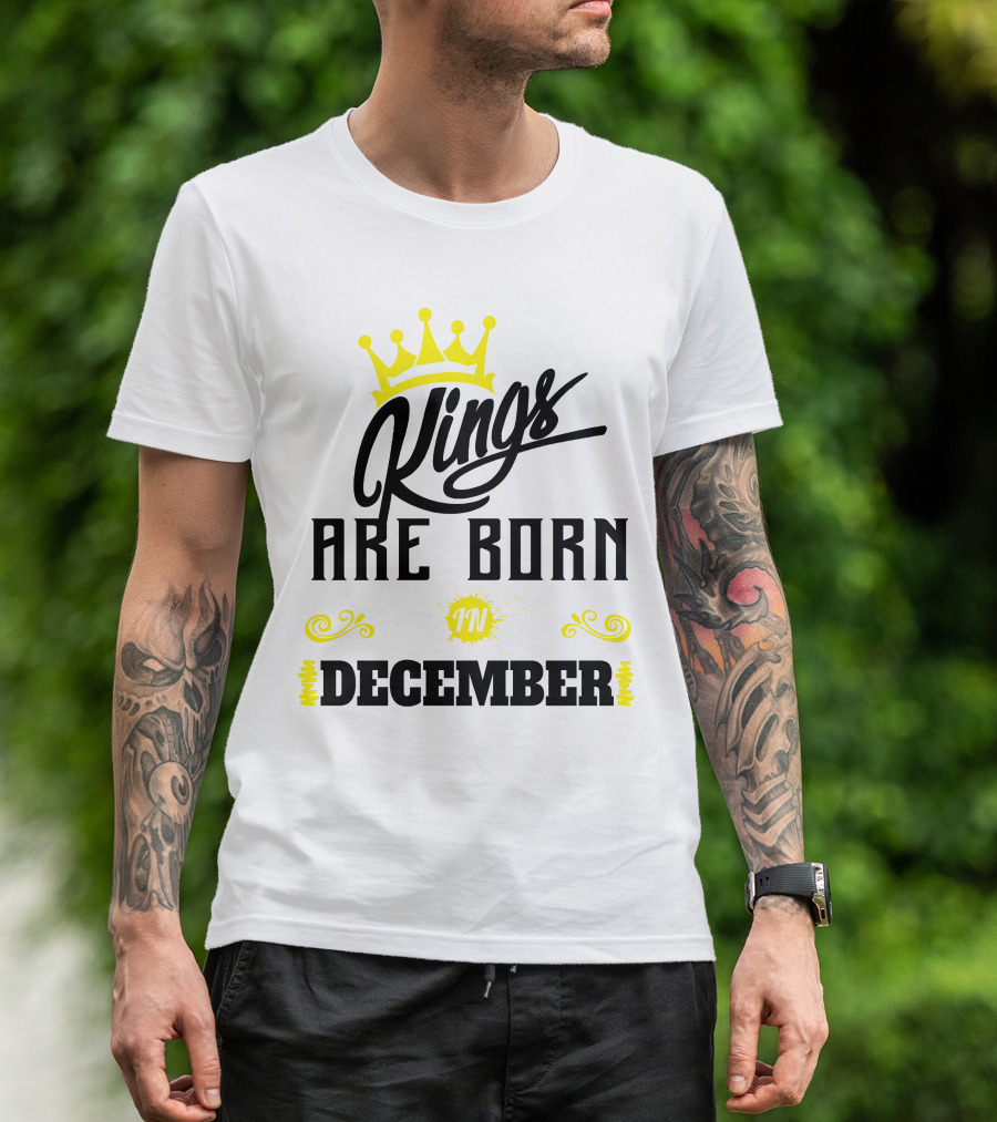 Kings Are Born In December Yellow Crown T-Shirt