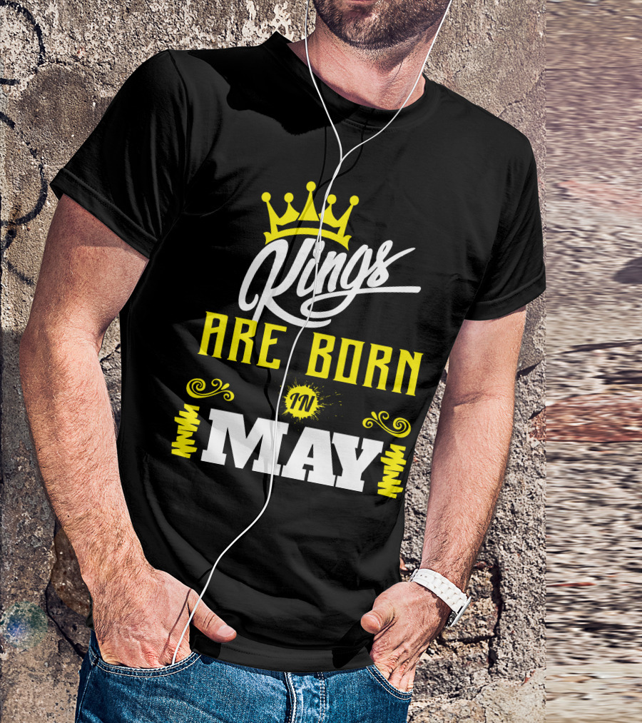 Kings Are Born In May Crown Symbols T-Shirt