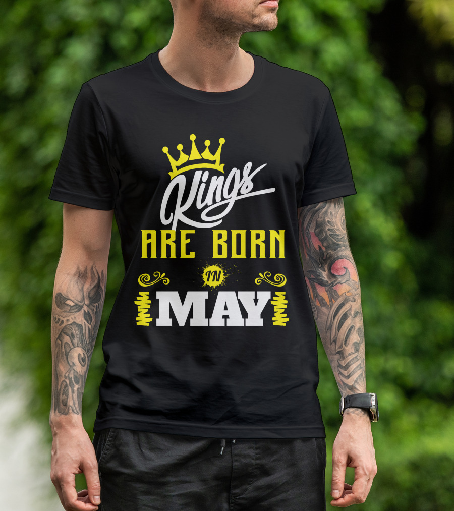Kings Are Born In May Crown Symbols T-Shirt