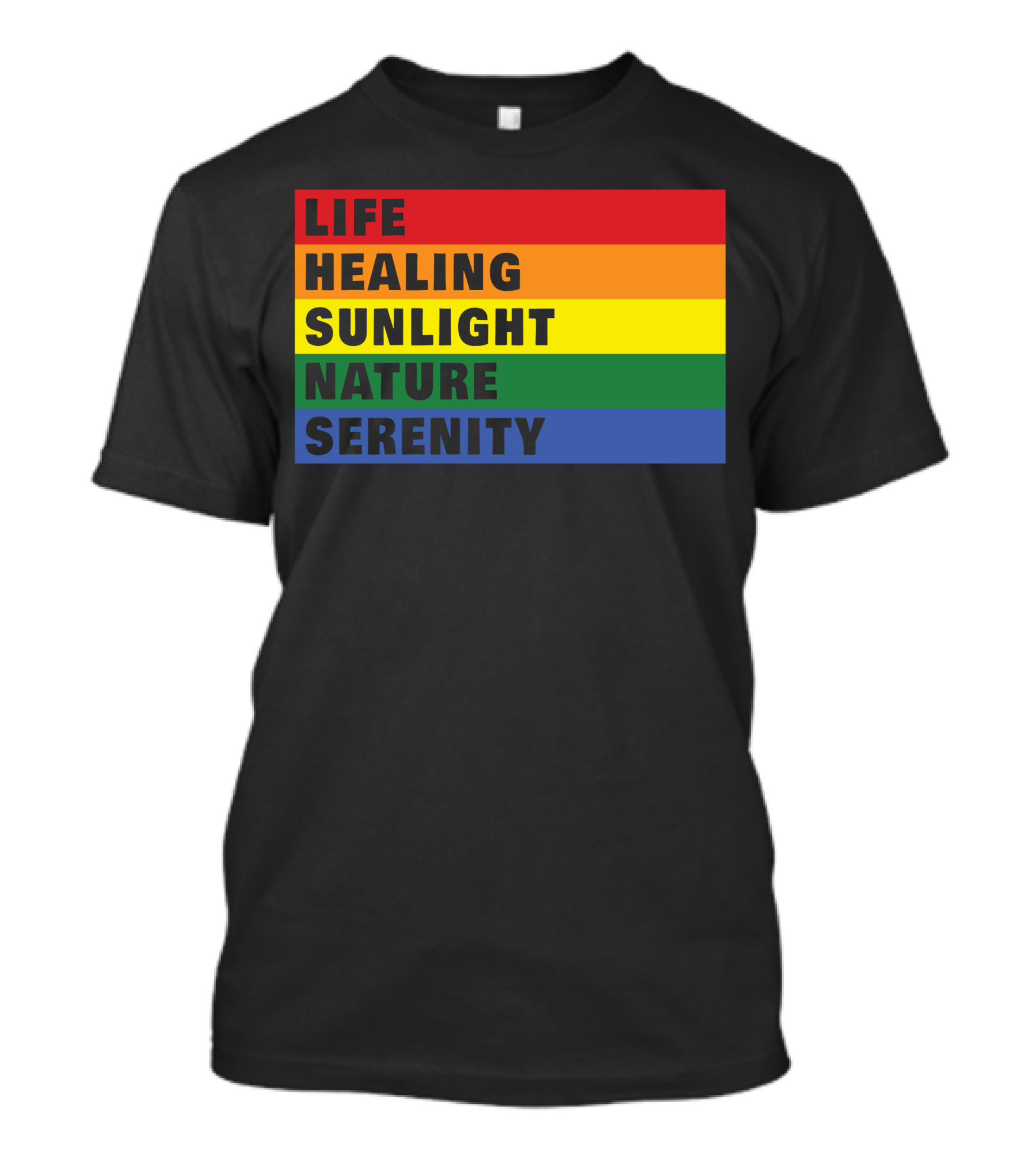 Life Healing Sunlight Nature Serenity Rainbow Stripes T-Shirt