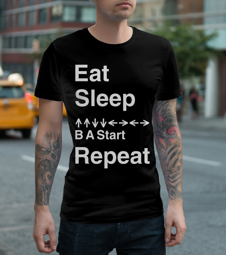 Eat Sleep Up Up Down Down Left Right Left Right B A Start Repeat T-Shirt