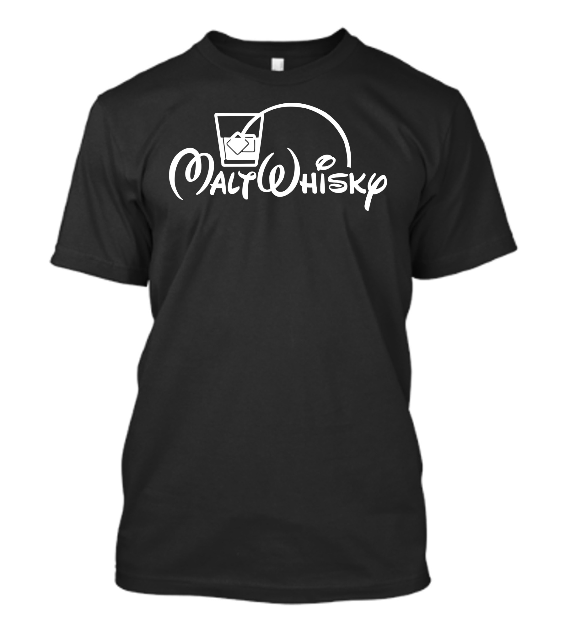 Malt Whisky Glass Icon With Ice Cube And Text T-Shirt