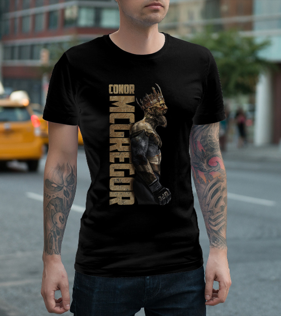 Conor McGregor King Warrior with Crown and Tattooed Arms T-Shirt