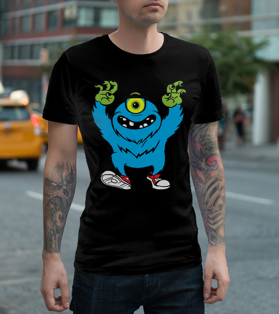Monster Cyclops With Creepy Green Claws and Sneakers T-Shirt