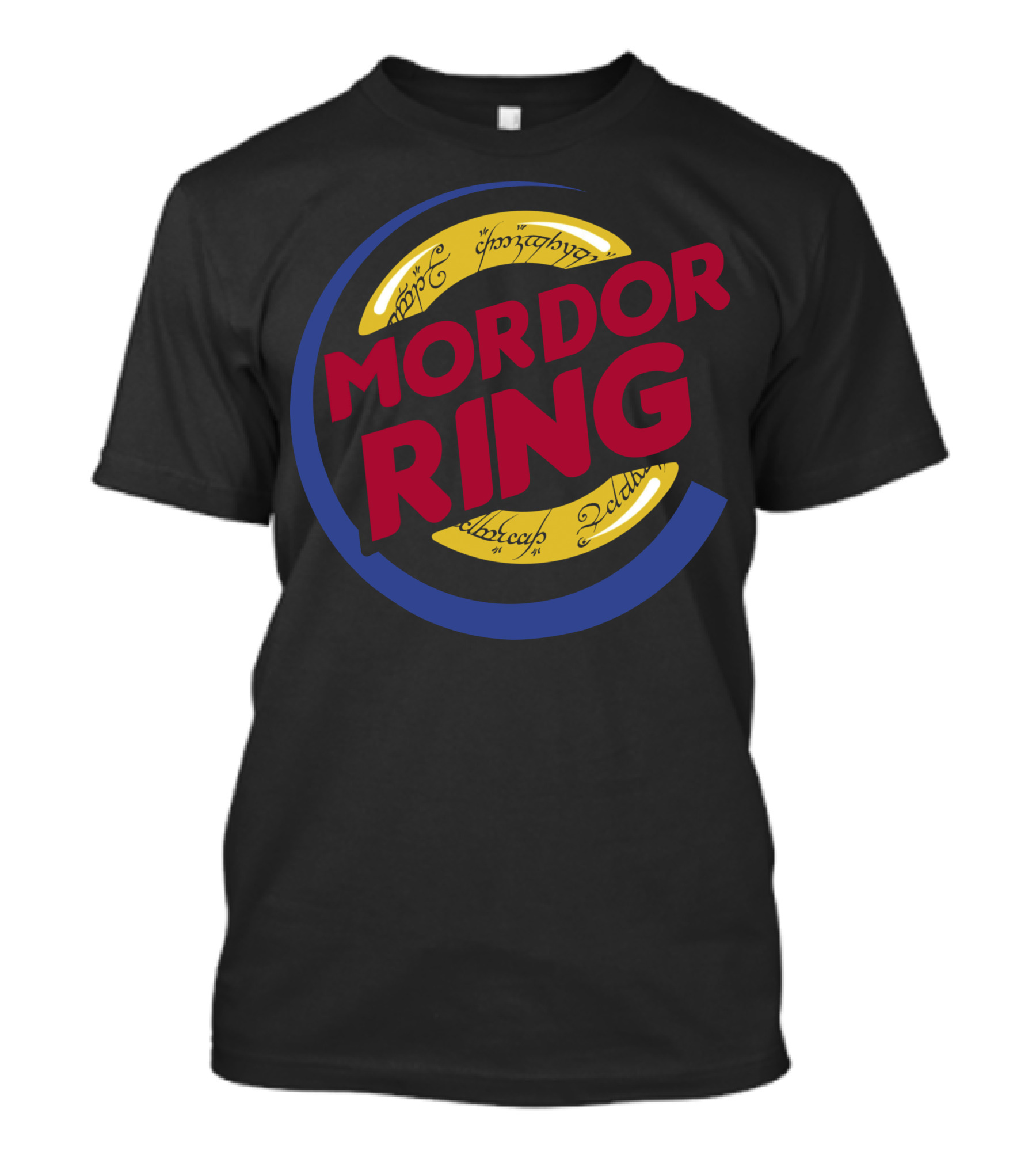 Mordor Ring One Ring Parody With Elvish Script And Circular T-Shirt