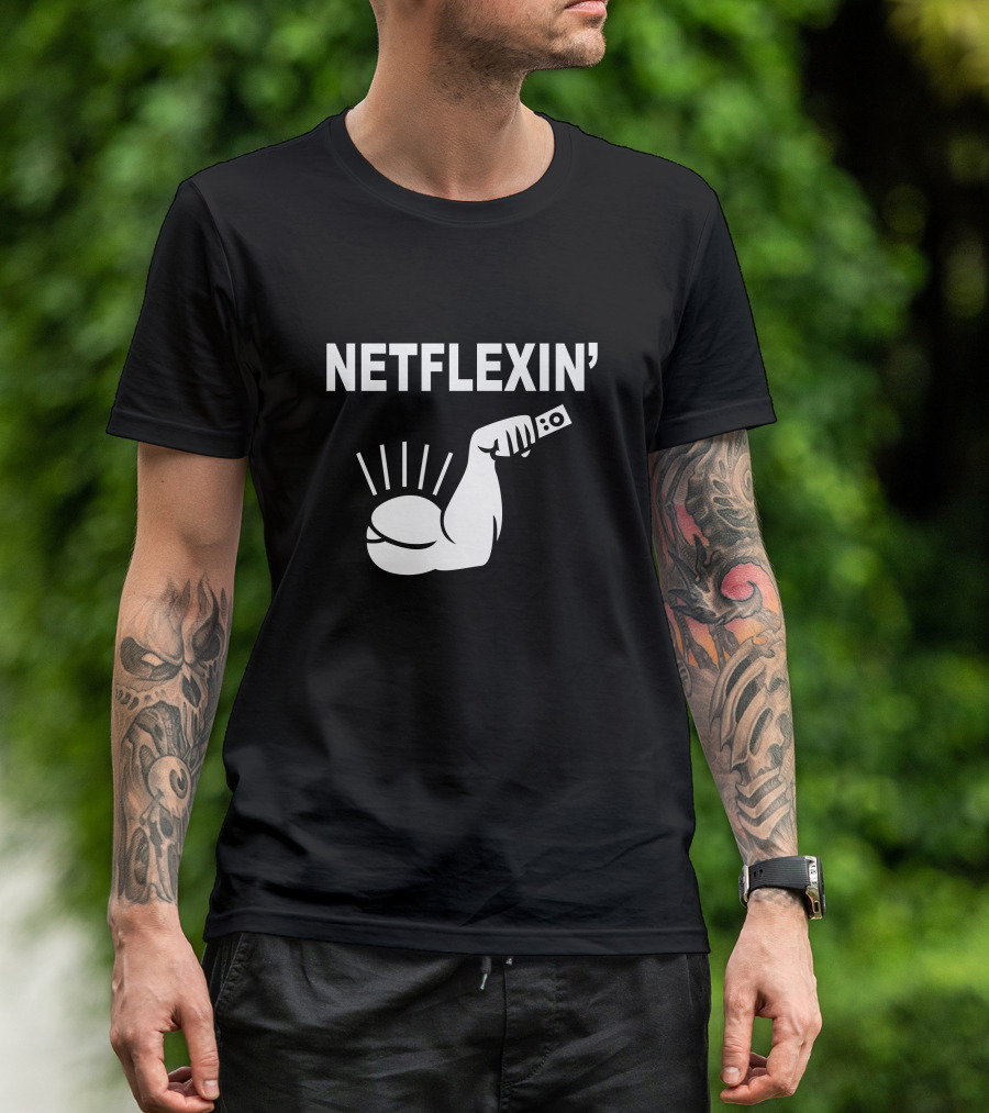 Netflexin' Flexing Arm With Remote Control T-Shirt