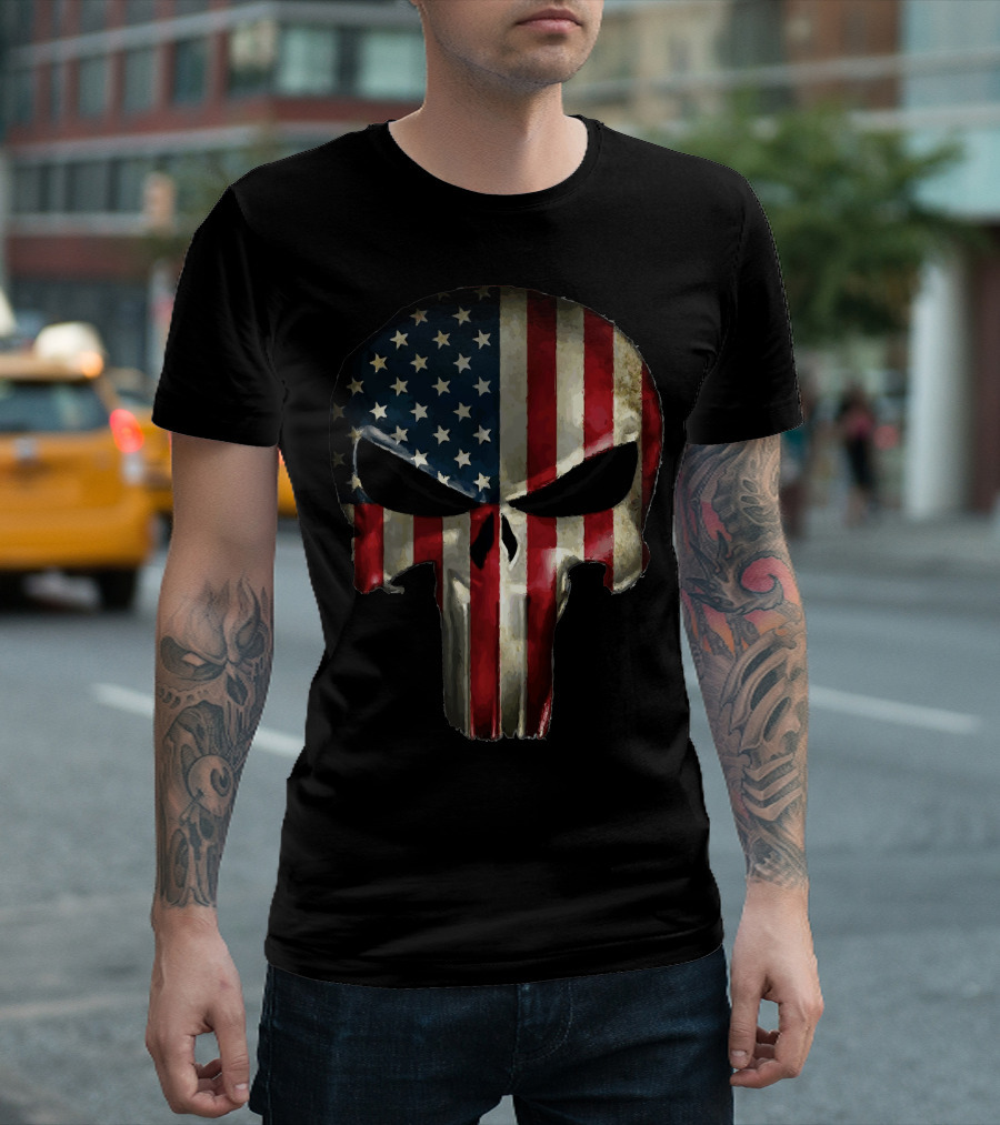 Skull American Flag Punisher T-Shirt