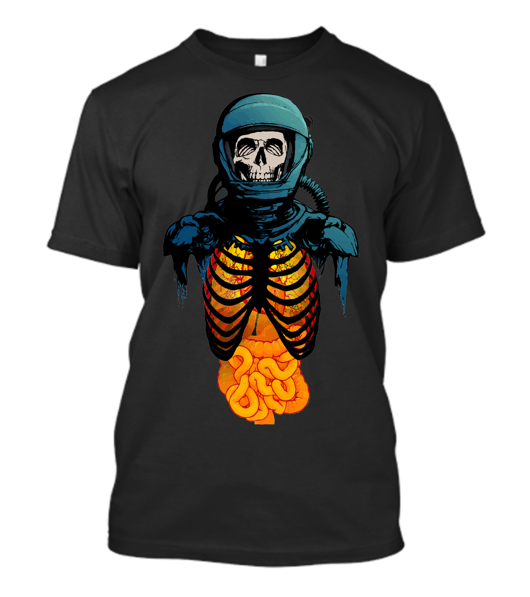 Astronaut Skull Exposed Skeleton And Intestines T-Shirt