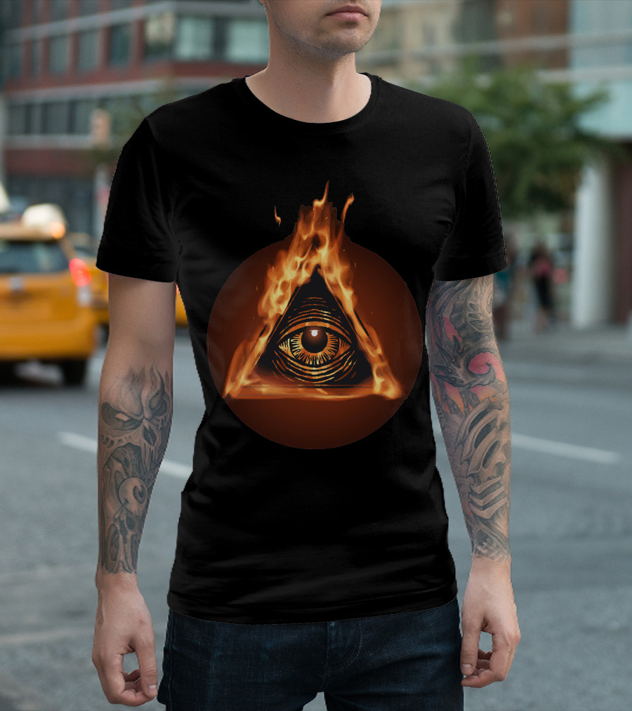 The All Seeing Eye In Fiery Triangle T-Shirt