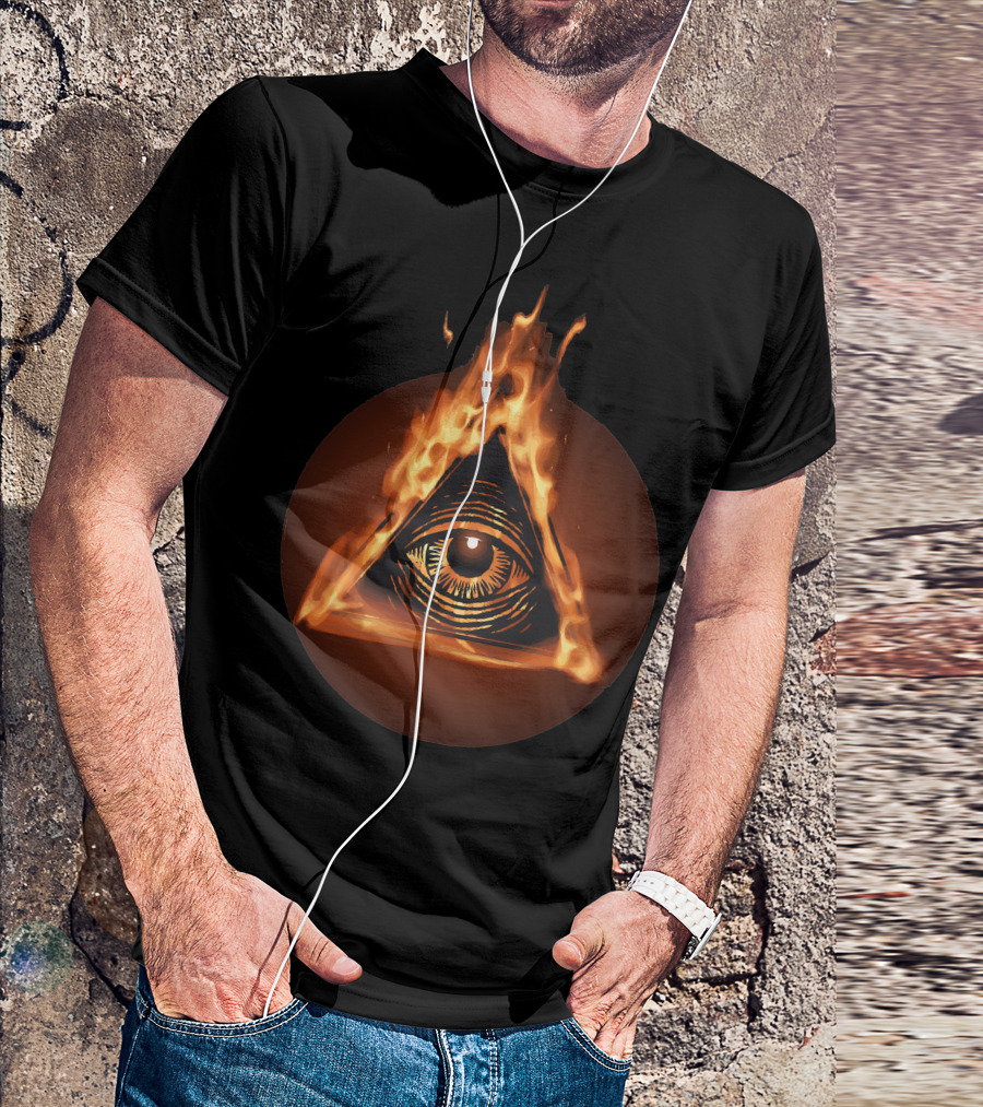 The All Seeing Eye In Fiery Triangle T-Shirt