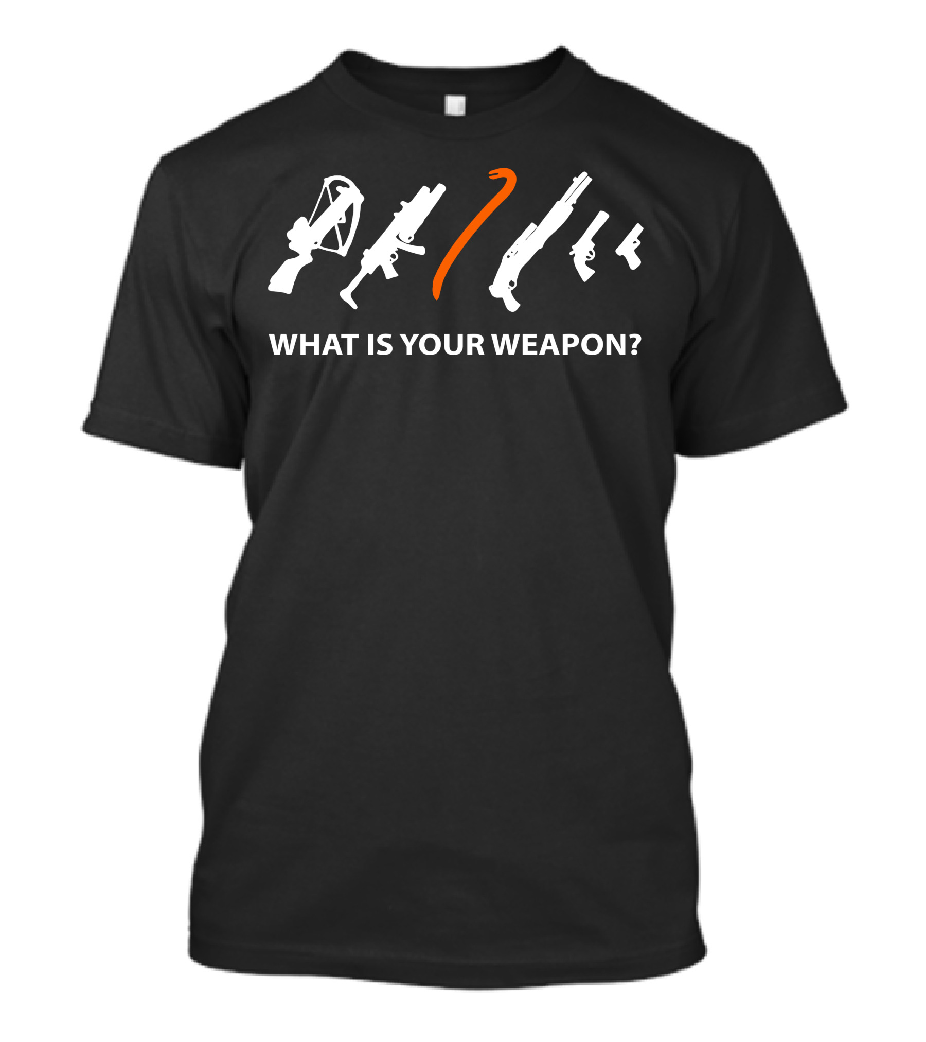 What Is Your Weapon Crossbow Rifle Crowbar Shotgun Revolver Pistol T-Shirt