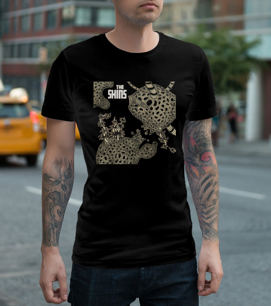 The Shins Wincing The Night Away Album Art Black and Beige Textured Pattern Visual T-Shirt