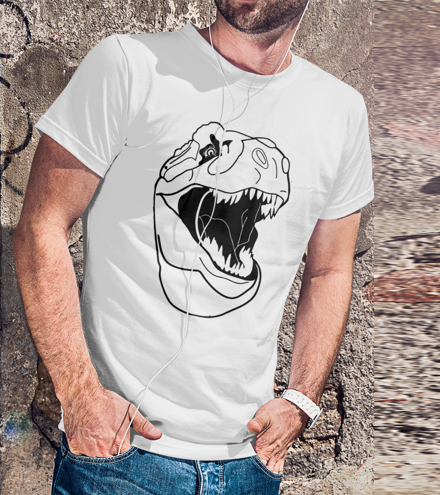 Ask Me About My Rex Dinosaur T-Rex Roaring Face T-Shirt