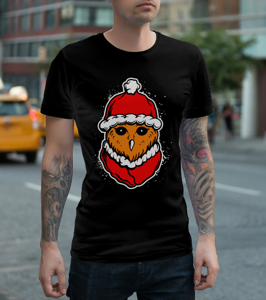 Owl Santa Hat Festive Holiday T-Shirt