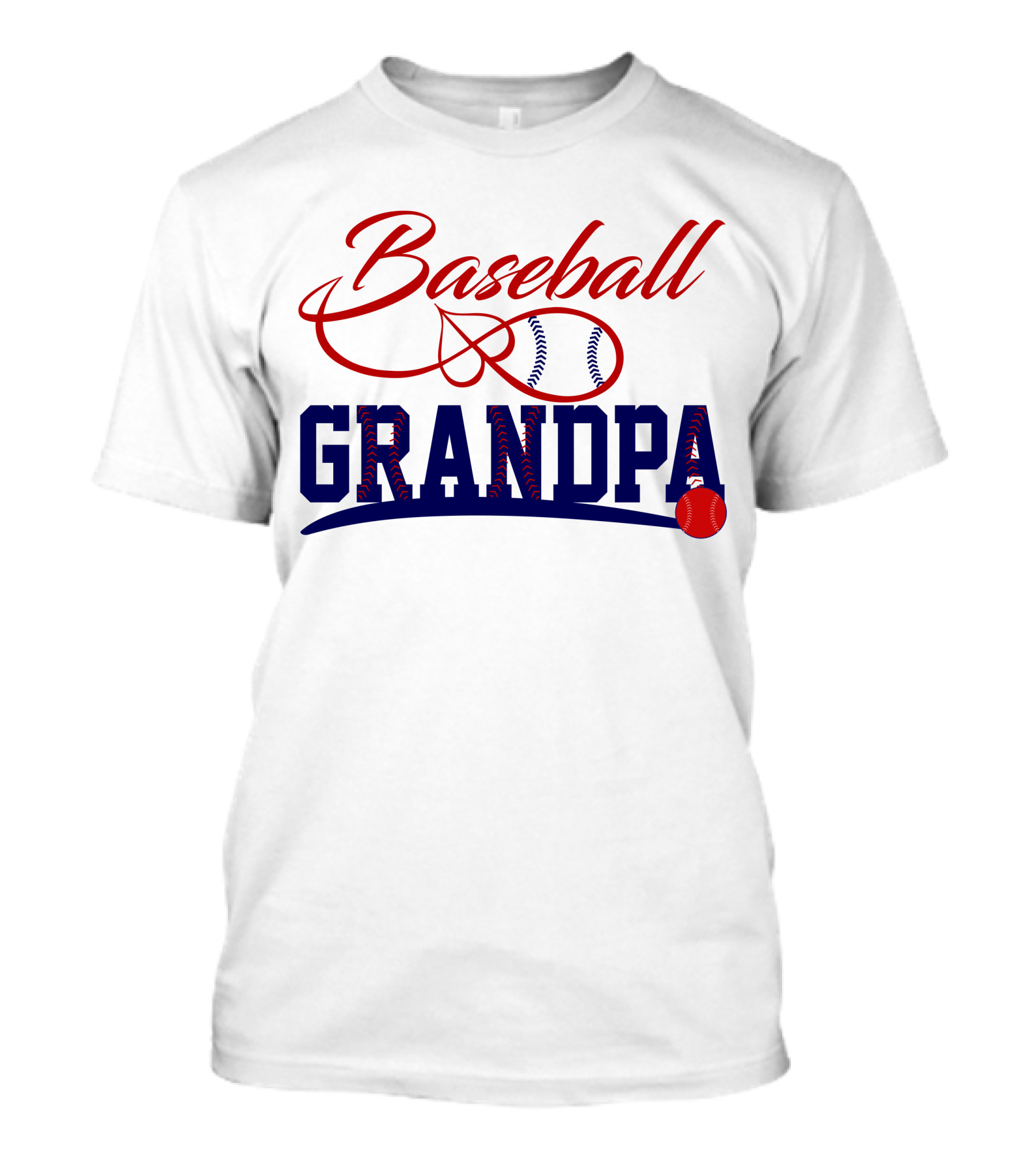 Baseball Grandpa Red And Blue Baseball Stitching Elements T-Shirt