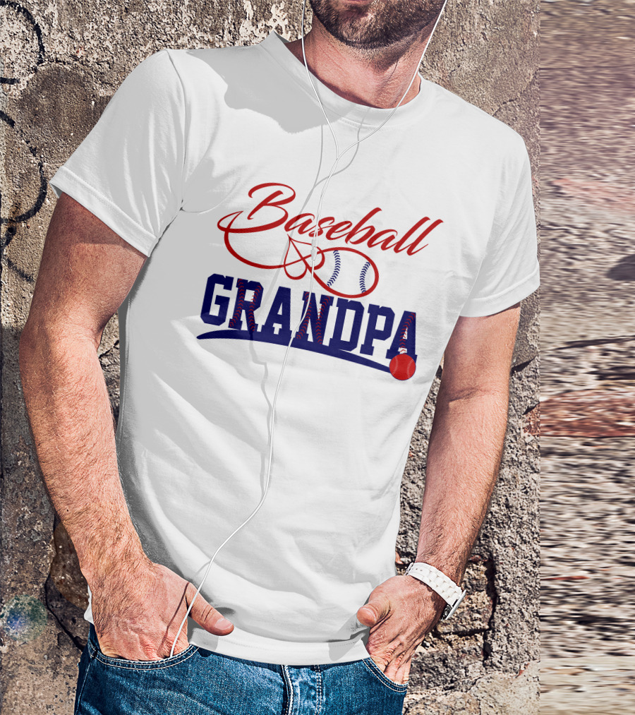 Baseball Grandpa Red And Blue Baseball Stitching Elements T-Shirt