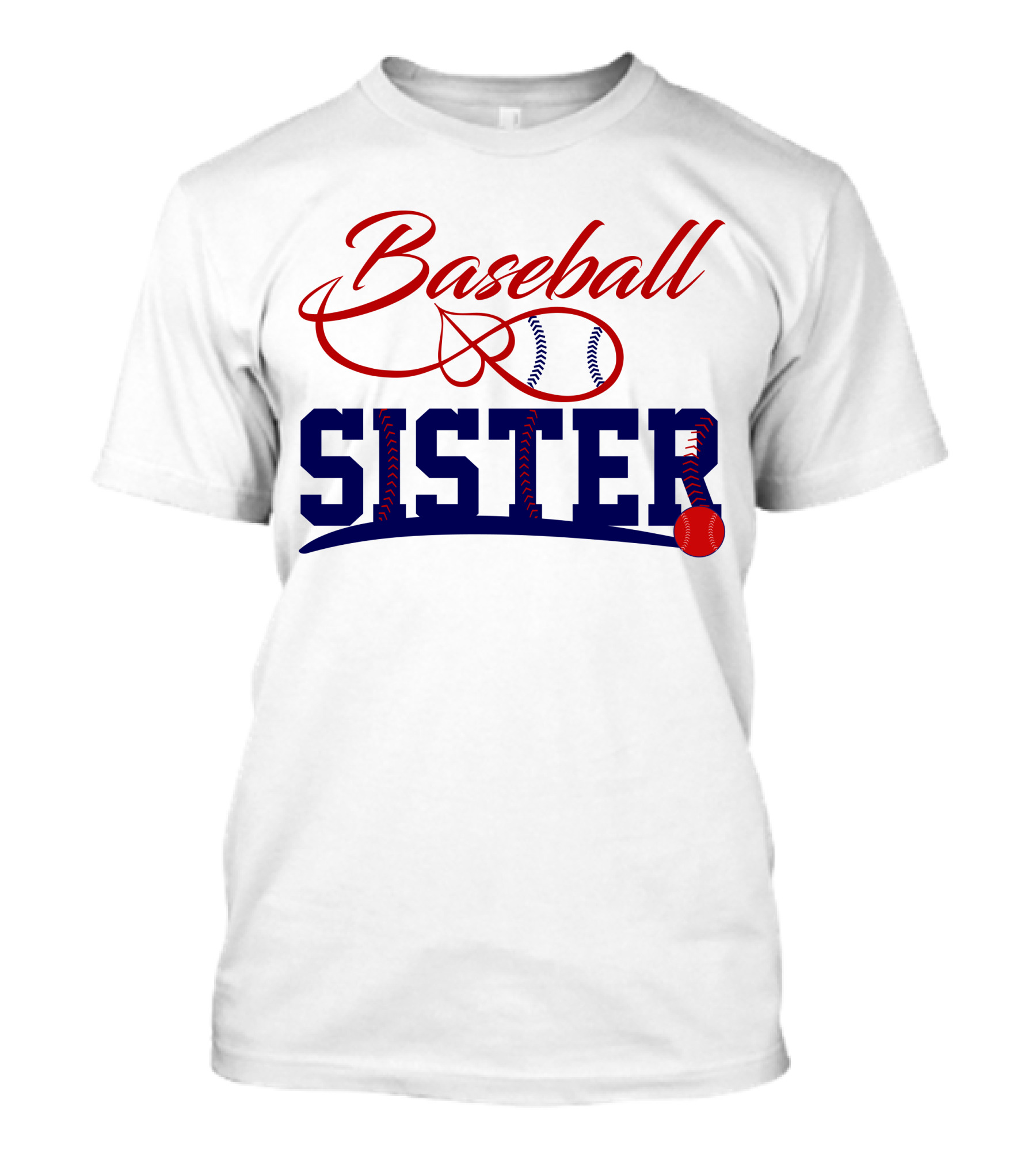 Baseball Sister Sports Themed Design With Red And Blue Ball T-Shirt