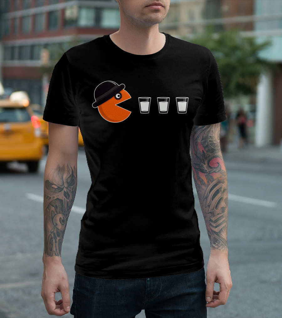 Clockwork Orange Pac-Man Drinking Milk T-Shirt