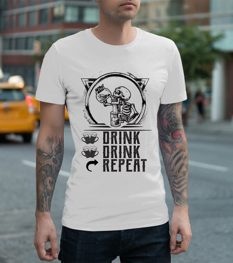 Drink Drink Repeat Beer Mugs Cycle T-Shirt