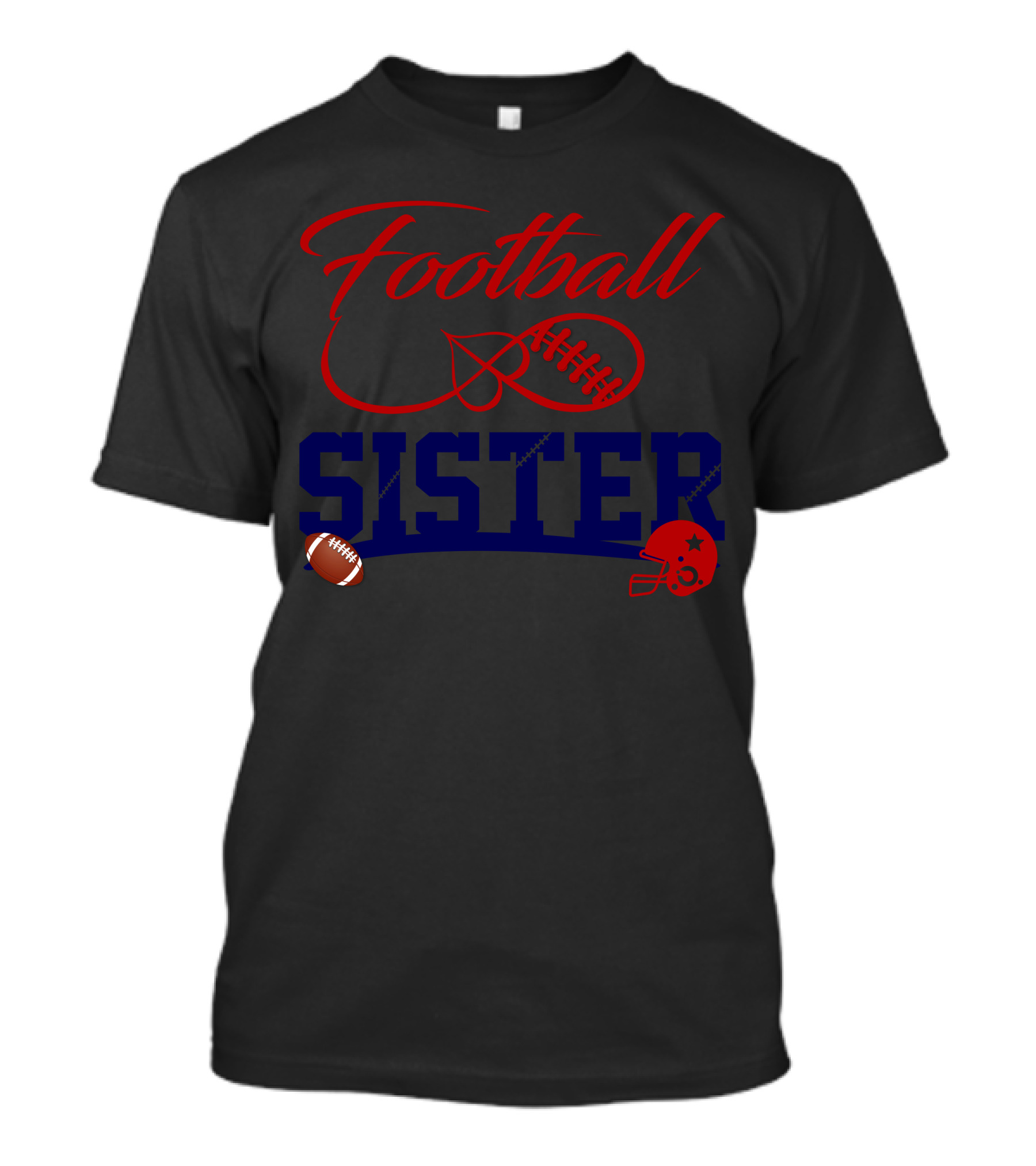 Football Sister Infinity Heart Helmet Football T-Shirt