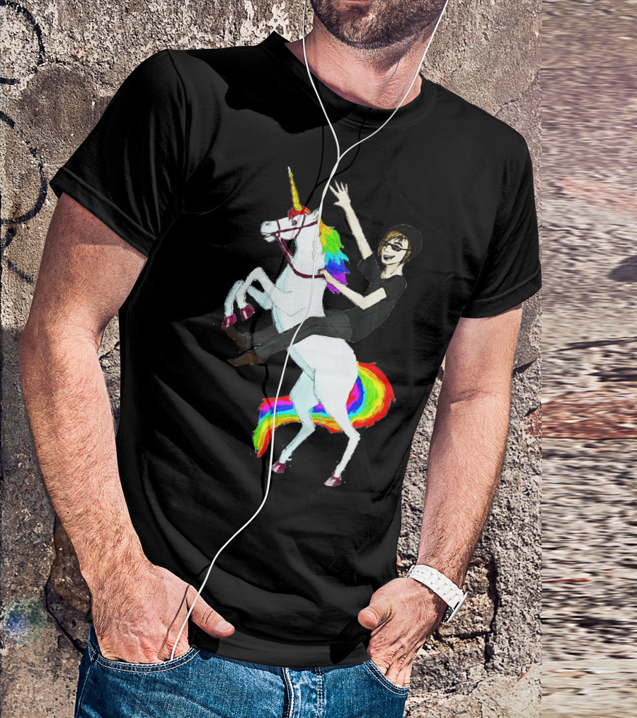 Unicorn And Human Best Friends Riding Rainbow Mane Magic T-Shirt