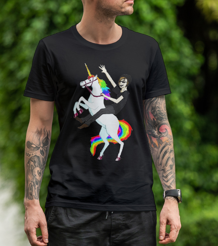 Unicorn And Human Best Friends Riding Rainbow Mane Magic T-Shirt