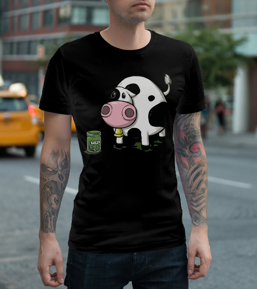 Cow Tipping Jars and Cartoon Cow T-Shirt