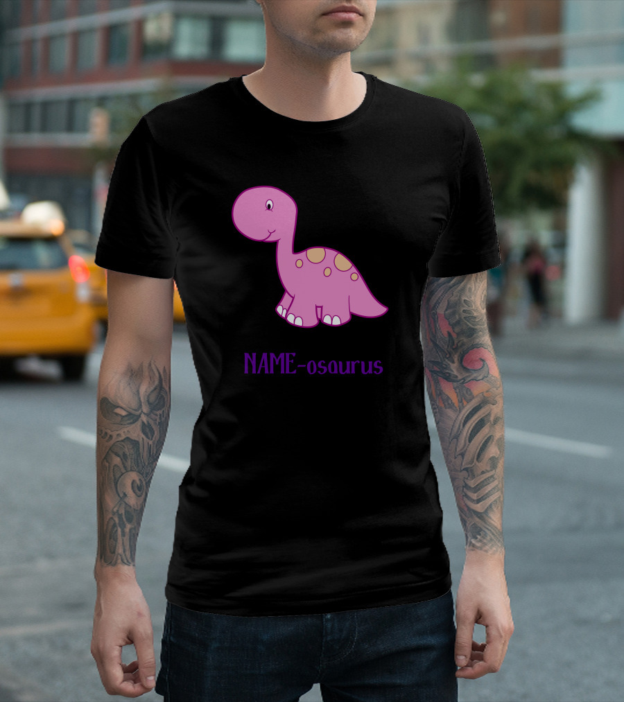 NAME-osaurus Pink Dinosaur T-Shirt
