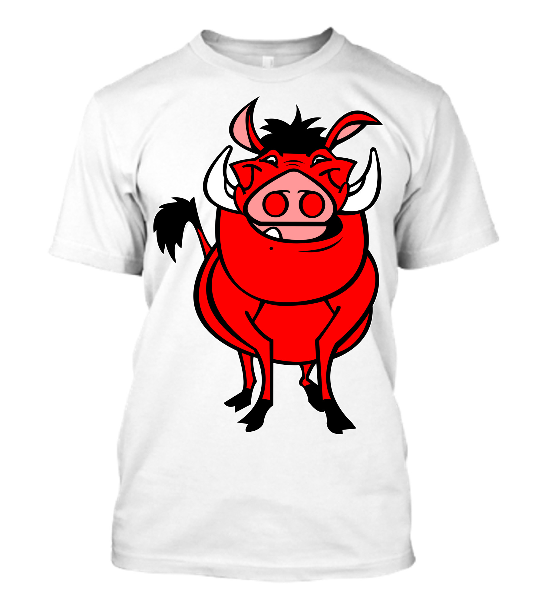 Draw Fumbaa Red Cartoon Warthog Character T-Shirt