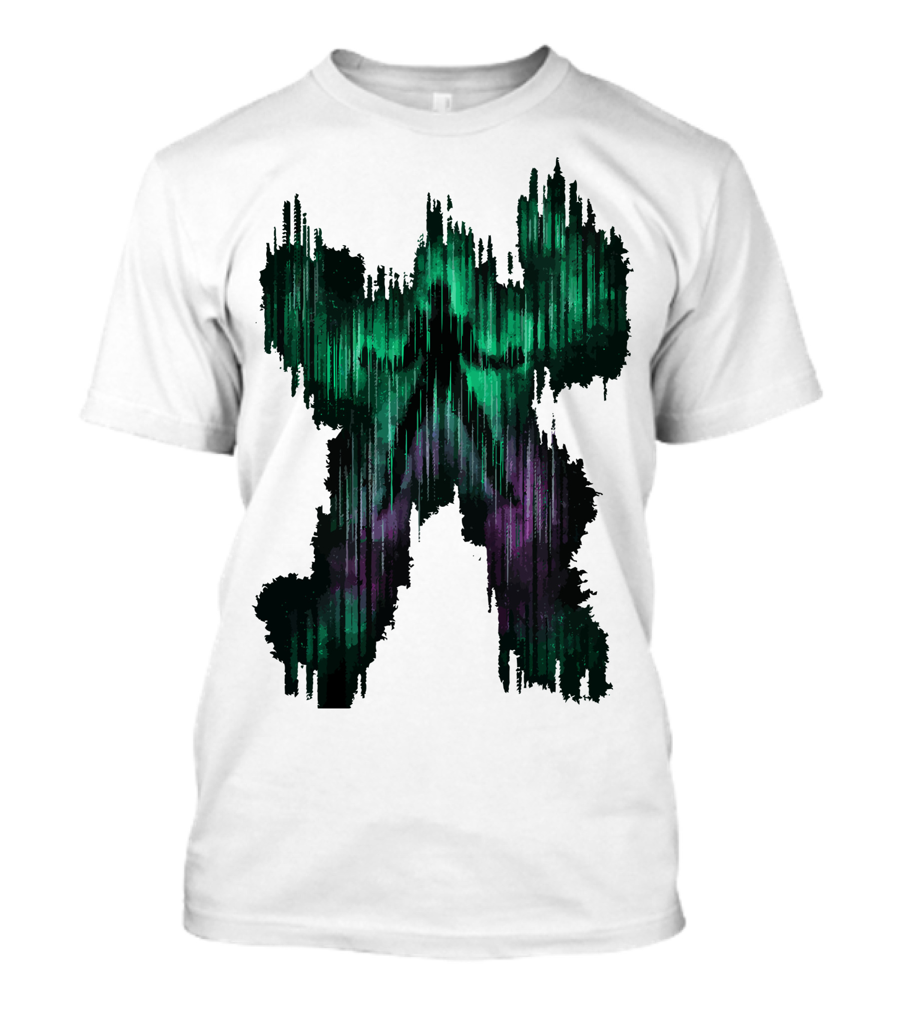 Gamma Rays Silhouette In Green And Purple Abstract T-Shirt