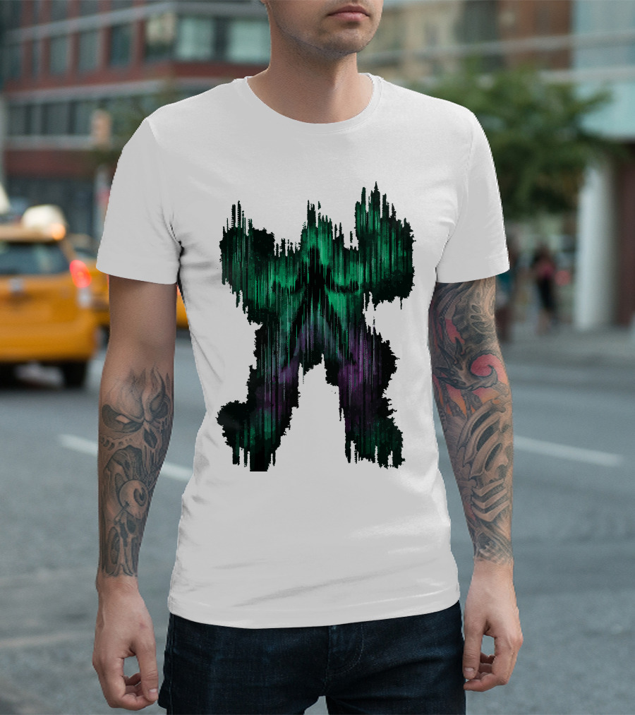 Gamma Rays Silhouette In Green And Purple Abstract T-Shirt