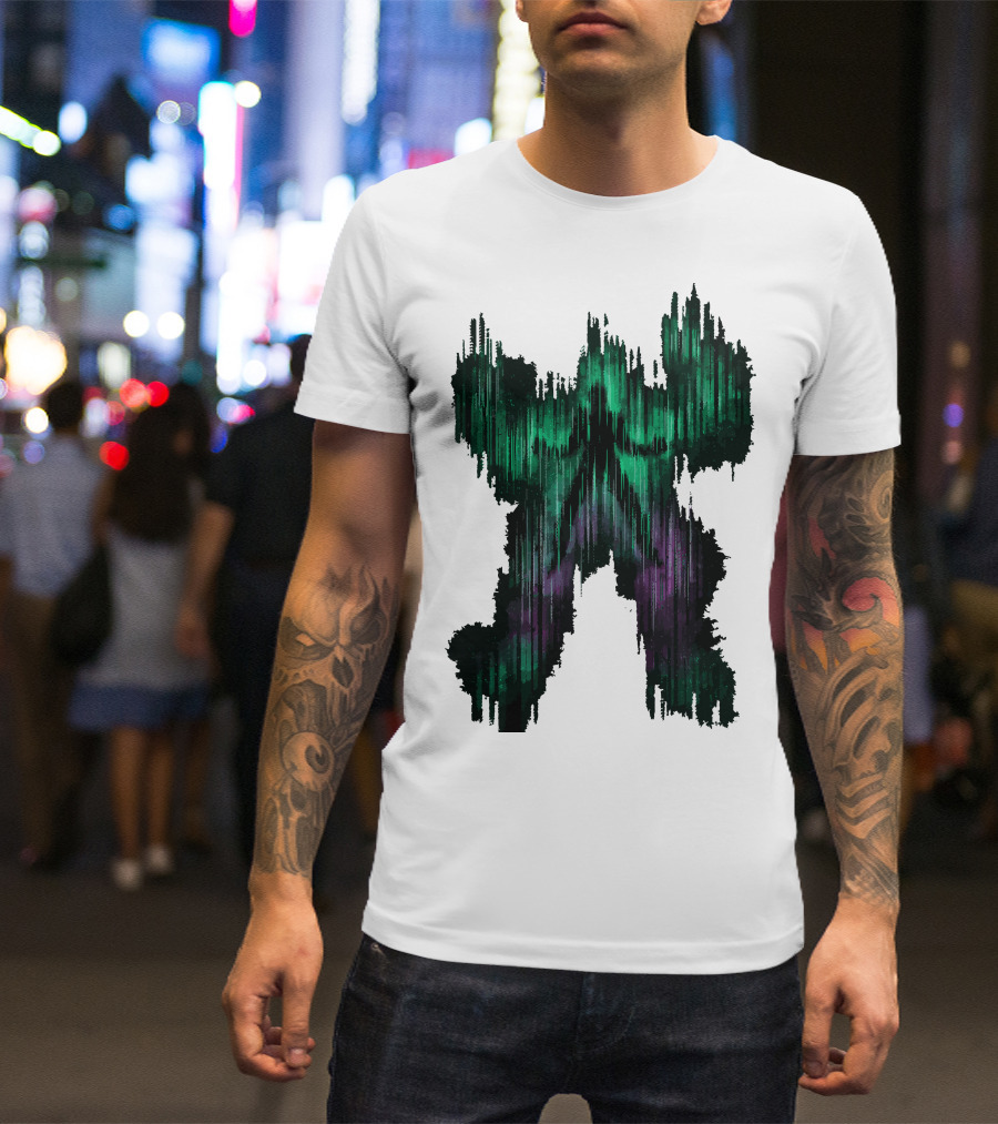Gamma Rays Silhouette In Green And Purple Abstract T-Shirt