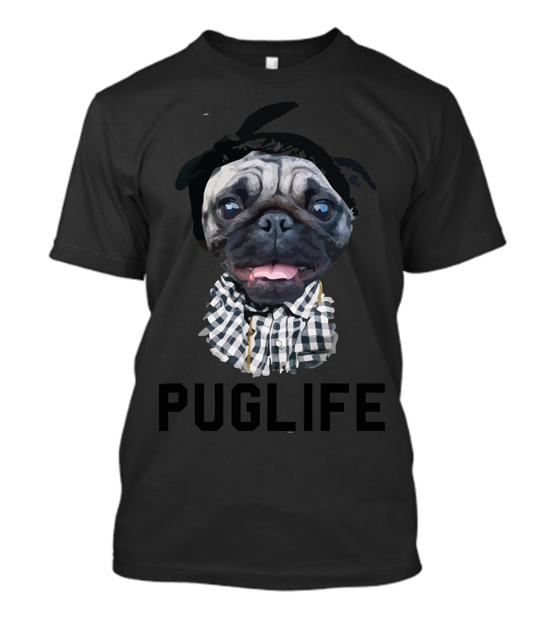 Goodie Two Sleeves Puglife Gangsta Pug With Plaid Shirt And Gold Chain T-Shirt