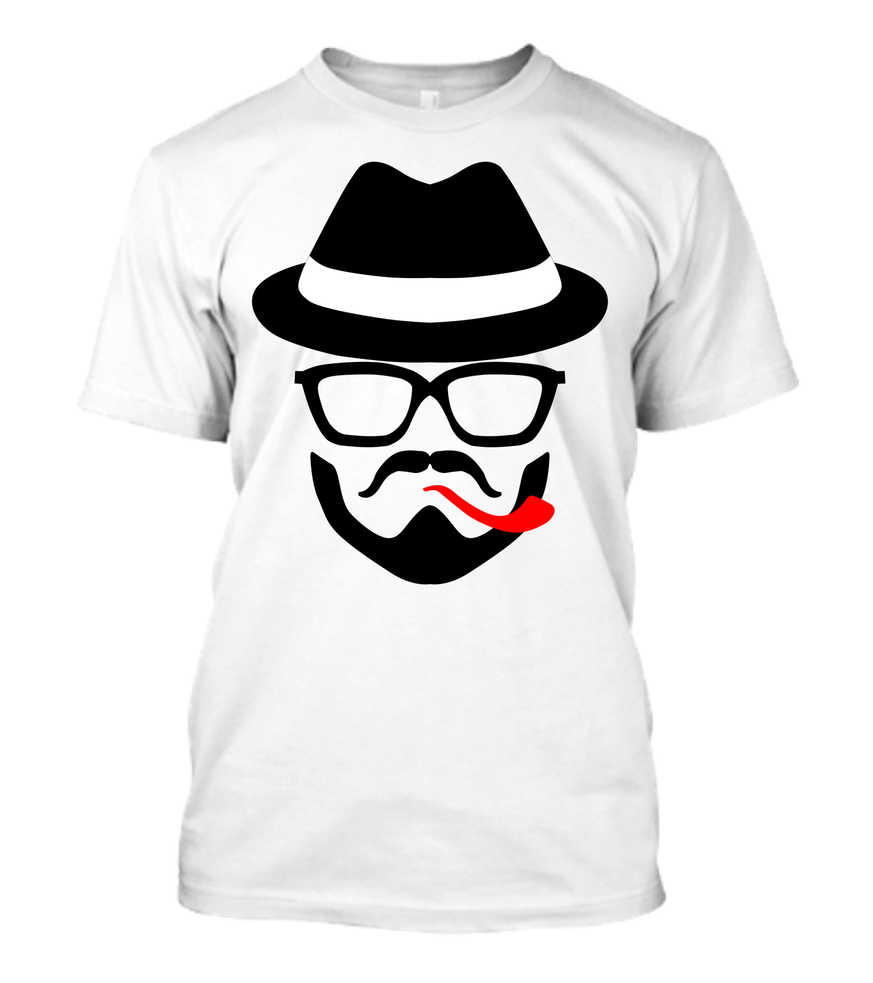 Hat Fedora Glasses Mustache Pipe T-Shirt