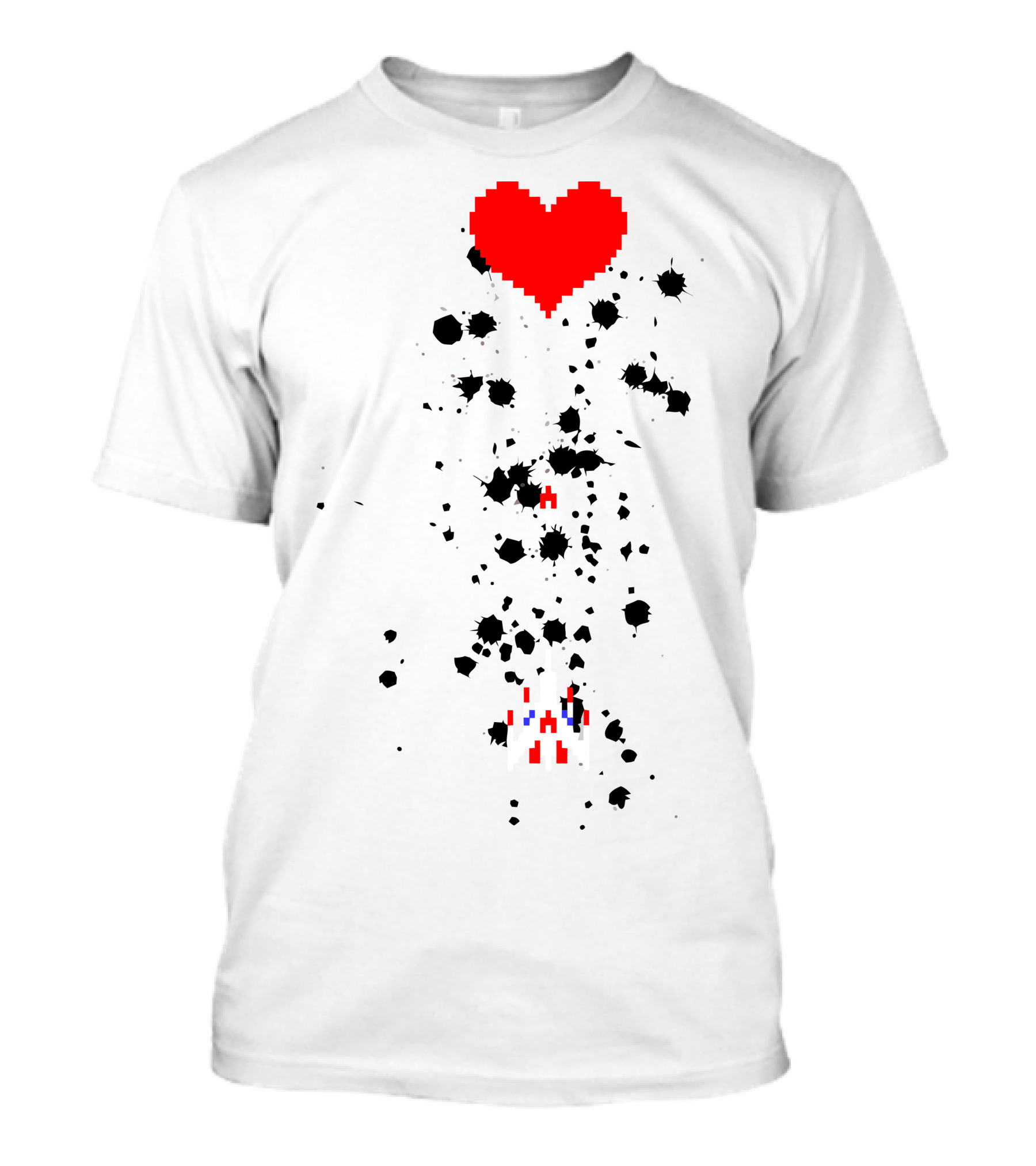 Pixel Heart Spaceship Battle T-Shirt