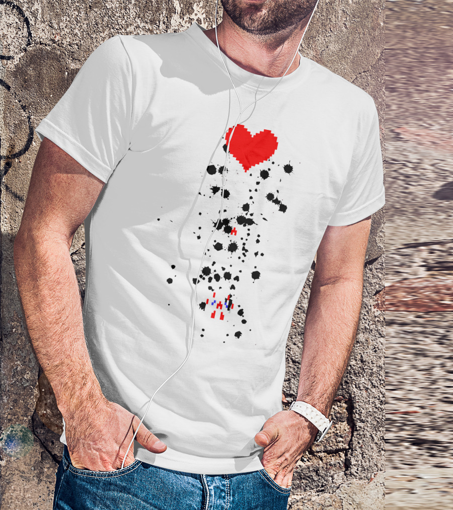 Pixel Heart Spaceship Battle T-Shirt