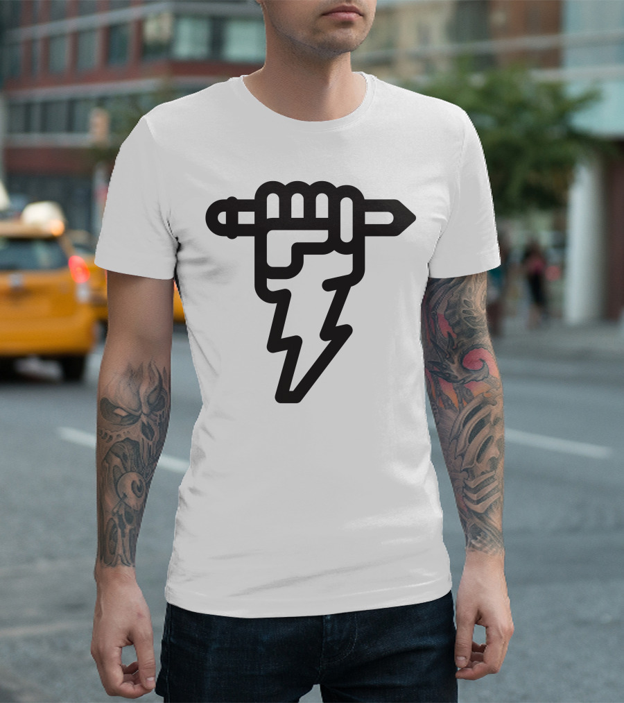 Pencil Fist Lightning Bolt T-Shirt