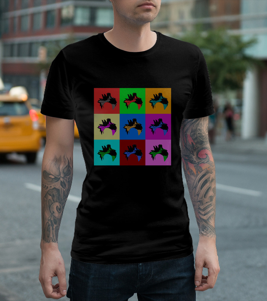 Pinoes Hair Multicolor Pop Art Grid T-Shirt