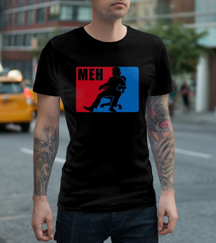 MEH Lazy Silhouette Parody Red Blue T-Shirt