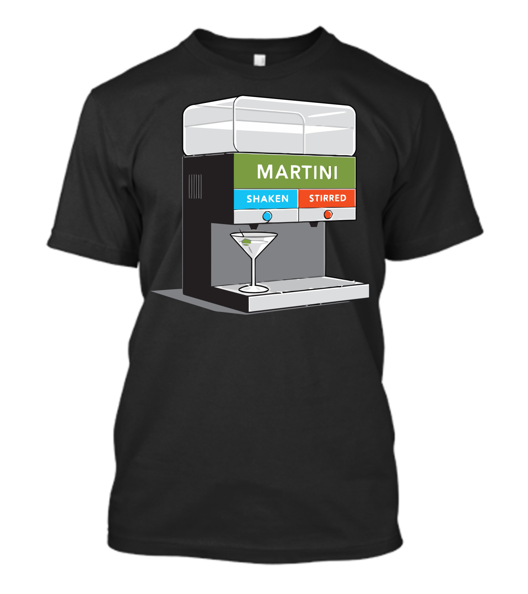 Martini Shaken Stirred Beverage Dispenser With Cocktail Glass T-Shirt
